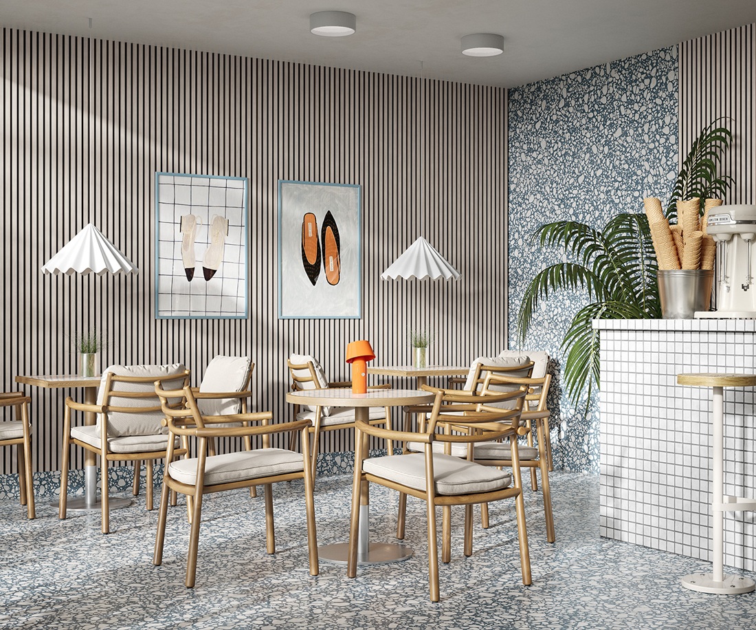 МДФ стеновая панель акустическая Cosca Decor Монако Дуб Клэр Светлый черный войлок 600×600×21 фото в интерьере